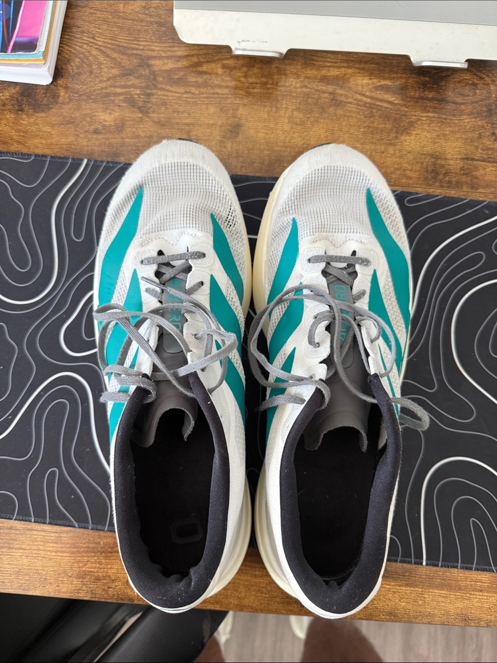 adidas Men's White and Teal Running Sneakers